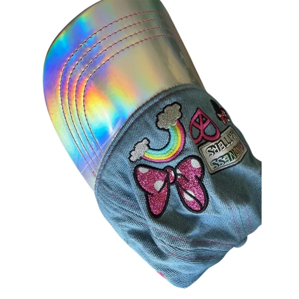 Disney Kindness Matters Denim Baseball Cap Iridescent Brim Adjustable | Women's